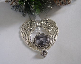 Memorial Photo Miscarriage/Baby Loss Hanging Ornament Made With Crystal/Pearl – Sonogram/Ultrasound - Miscarriage Christmas Gift