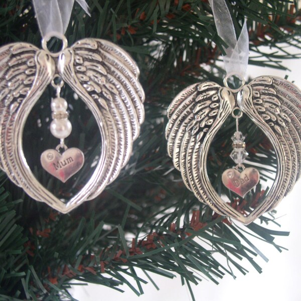 Memorial Hanging Ornament - Angel Wing with Swarovski/Preciosa Crystals