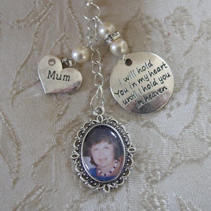 Mum Memorial Bouquet Photo Charm - Ivory Swarovski Bead/ Wedding/Bridal