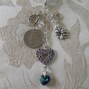 Etwas Altes, etwas Neues, etwas Blaues. Brautstrauß Charm - Traditioneller Charm - Lucky Sixpence - Hochzeitsandenken - Brautgeschenk