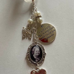 Ivory Butterfly/Mum Memorial Bouquet Photo Charm Wedding/Bridal