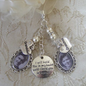 Grandma & Granddad Double Bouquet Photo Charm Wedding/Bridal