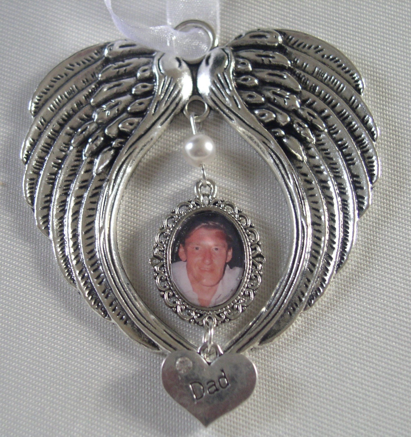 Memorial Angel Wing Photo Hanging Ornament With White | Etsy