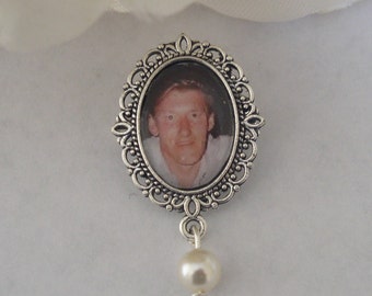 Memorial Photo Frame Pin Charm gemaakt met Swarovski parel/broche/knoopsgatbevestiging