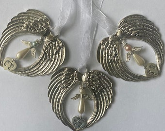 Memorial Angel Wing Babyverlies/Miskraam Hangend ornament met Swarovski/Precoisa Geboortesteenkristallen