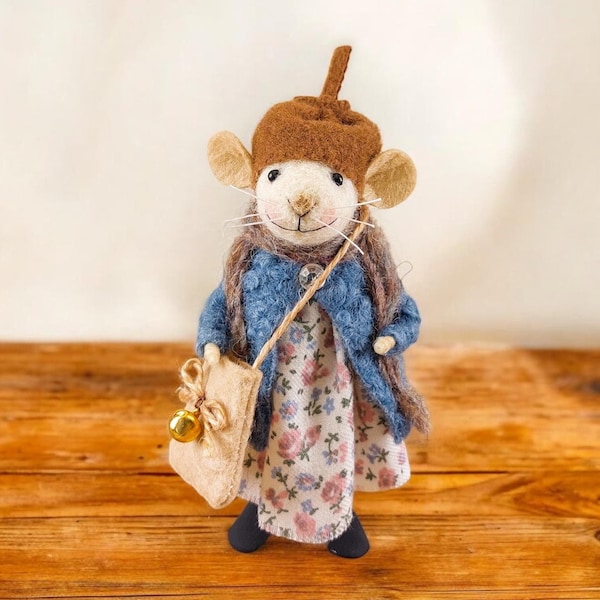 Miniature Mouse, Waldorf Animal, Christmas Gift, Soft Sculpture, Eco-Friendly, Little Mice, Woolen Mouse, Tiny Mouse, Mouse Doll, Art Doll