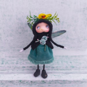 Ooak Poseable Pixie WOODLAND FAIRY Doll Polymer Clay Art Doll Elf Pixie Fairy Doll House Miniature Forest Elf Tiny Fairy Handmade Doll