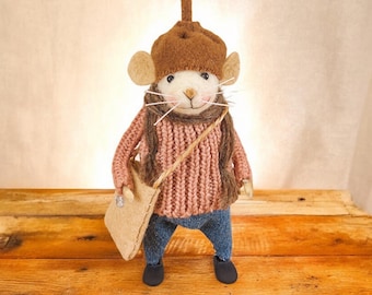 Needle Felted Mouse, Miniature Mouse, Cute Mouse, Dollhouse Dolls, Realistic Mouse, Felt Mouse, Wool Mouse, White Mouse, Felted Mice