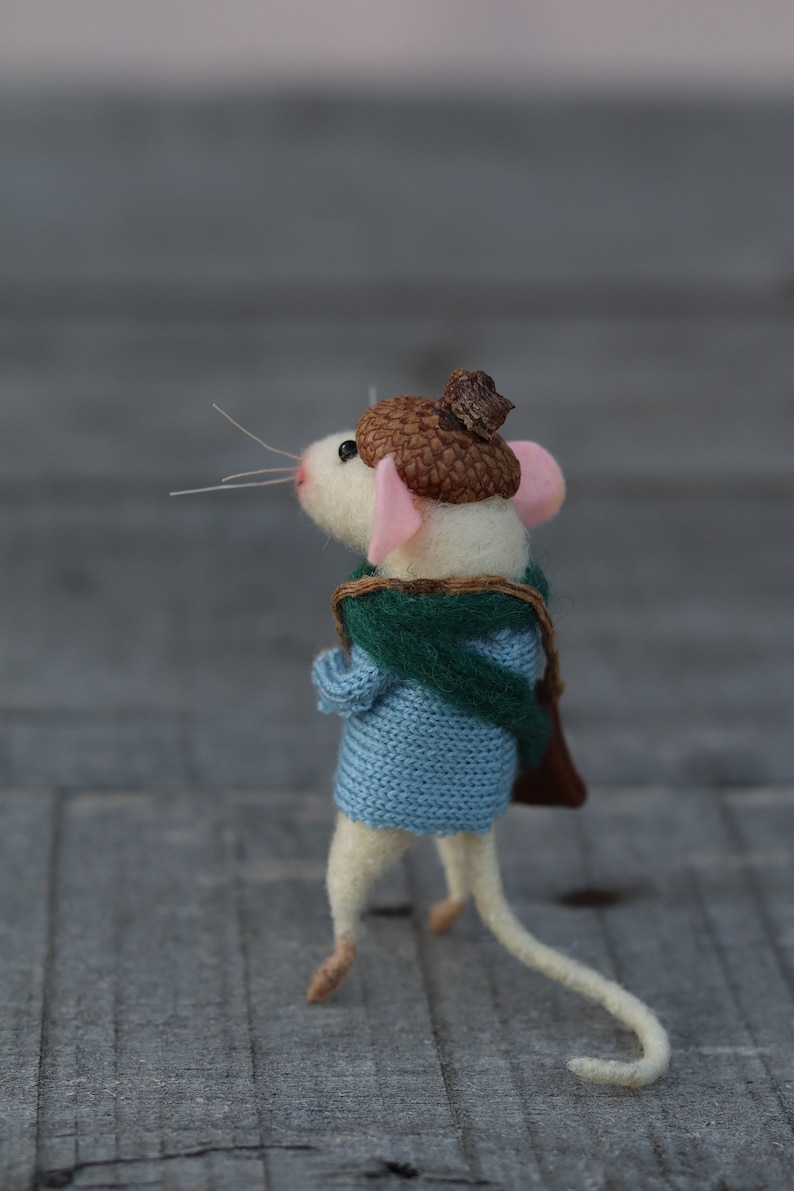 Needle Felted Animal, Miniature Animal, Felted Mouse, Felt Mice, Art Doll, Little Mouse, Birthday Gift, Cute Mouse, Fiber Arts, Home Decor image 6