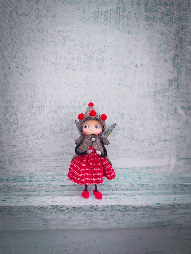 Miniature Fairy Doll, Ooak Art Doll, Fairy Girl Figurine, Fairy Garden, Tiny Forest Fairy, Fairy Sculpture, Gift For Her, Cute Fairy image 1