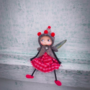 Miniature Fairy Doll, Ooak Art Doll, Fairy Girl Figurine, Fairy Garden, Tiny Forest Fairy, Fairy Sculpture, Gift For Her, Cute Fairy image 7