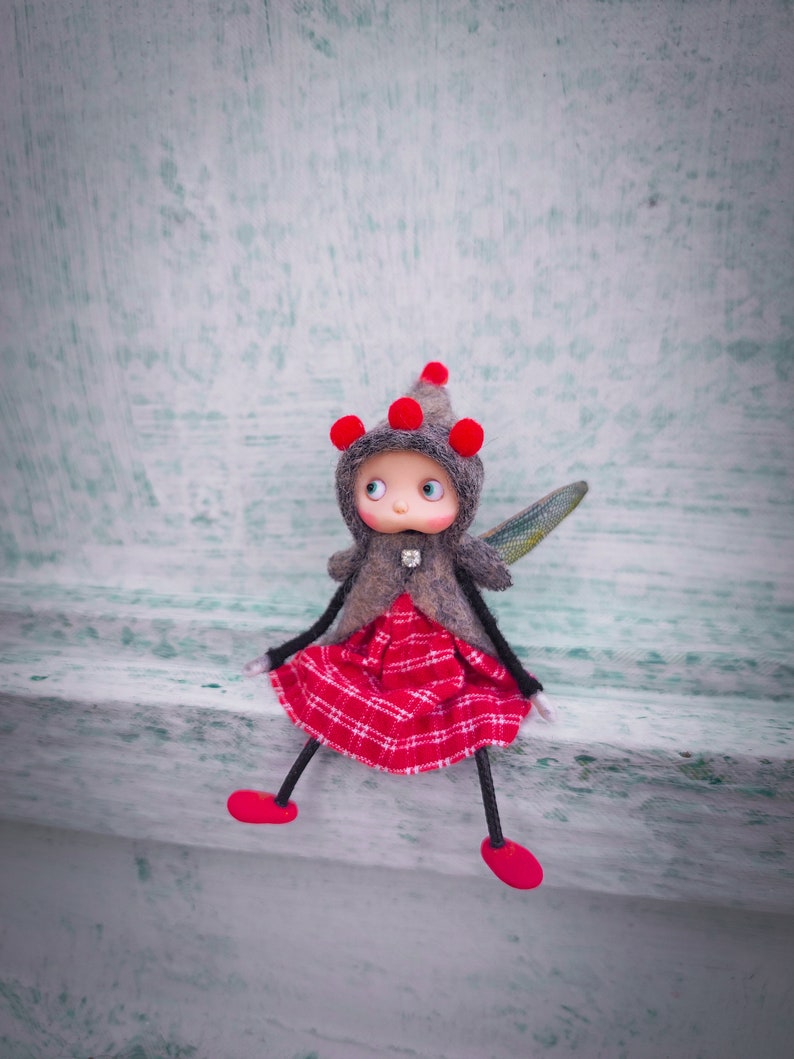 Miniature Fairy Doll, Ooak Art Doll, Fairy Girl Figurine, Fairy Garden, Tiny Forest Fairy, Fairy Sculpture, Gift For Her, Cute Fairy image 7