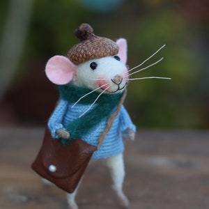 Needle Felted Animal, Miniature Animal, Felted Mouse, Felt Mice, Art Doll, Little Mouse, Birthday Gift, Cute Mouse, Fiber Arts, Home Decor image 2