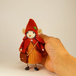 Süße Filzmaus Wolle Maus Wohnkultur Maus Kunst Puppe Miniatur Maus Waldorf Tier Maus Geschenk für sie Umweltfreundliche Wolltierfaser Kunst Bild 6