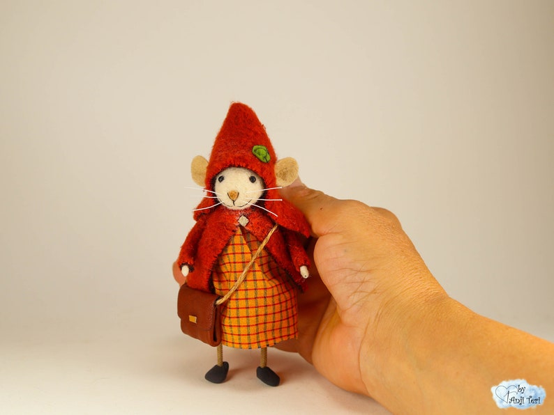 Süße Filzmaus Wolle Maus Wohnkultur Maus Kunst Puppe Miniatur Maus Waldorf Tier Maus Geschenk für sie Umweltfreundliche Wolltierfaser Kunst Bild 6