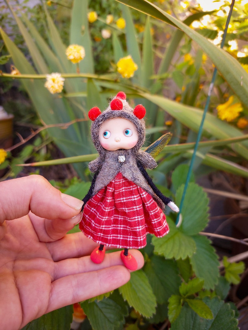 Miniature Fairy Doll, Ooak Art Doll, Fairy Girl Figurine, Fairy Garden, Tiny Forest Fairy, Fairy Sculpture, Gift For Her, Cute Fairy image 9