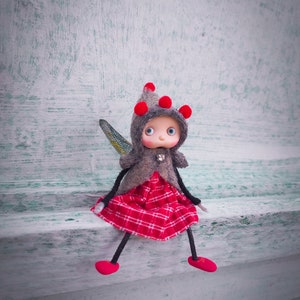 Miniature Fairy Doll, Ooak Art Doll, Fairy Girl Figurine, Fairy Garden, Tiny Forest Fairy, Fairy Sculpture, Gift For Her, Cute Fairy image 3