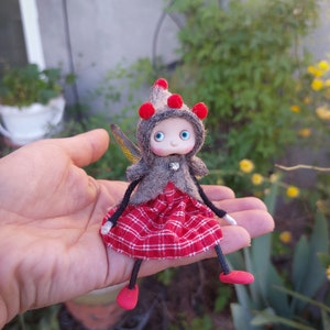 Miniature Fairy Doll, Ooak Art Doll, Fairy Girl Figurine, Fairy Garden, Tiny Forest Fairy, Fairy Sculpture, Gift For Her, Cute Fairy image 8