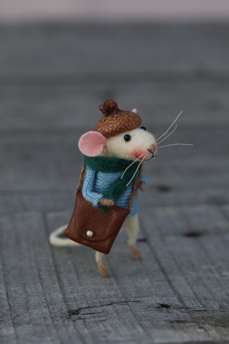Needle Felted Animal, Miniature Animal, Felted Mouse, Felt Mice, Art Doll, Little Mouse, Birthday Gift, Cute Mouse, Fiber Arts, Home Decor image 7