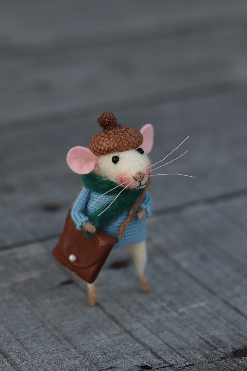 Needle Felted Animal, Miniature Animal, Felted Mouse, Felt Mice, Art Doll, Little Mouse, Birthday Gift, Cute Mouse, Fiber Arts, Home Decor image 1