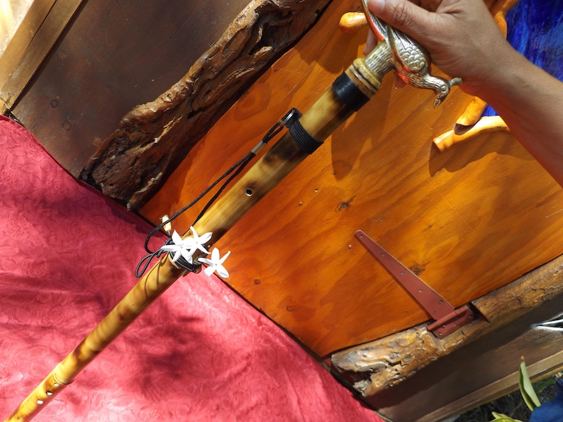 Walking Stick Flute native American With Brass Bird Handle Etsy