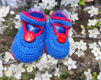 Smile, Crochet Baby Shoes, Crochet Baby Booties, Crochet Baby shoes, Crochet Baby Baby boy Shoes, Baby Shoes