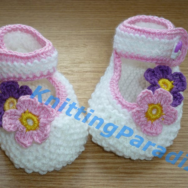 baby girl shoes with flowers, baby girl mary jane shoes, knitted baby girl shoes, handmade baby girl, photo Props, baby gift