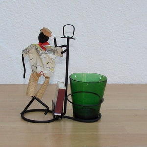Abstract 50s J. Drahtmännchen - Table Salt Sticks / Matches Set - String Era