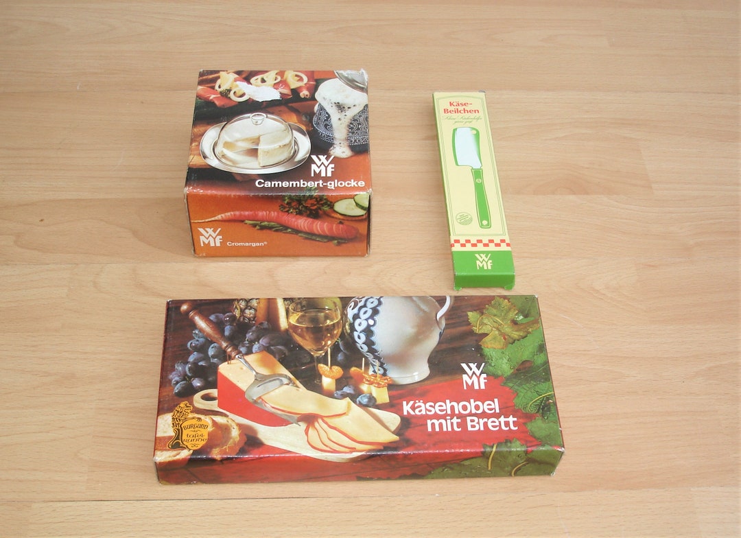 Vintage WMF Cheese Knife Bell Cheese Slicer Burgundy With Board