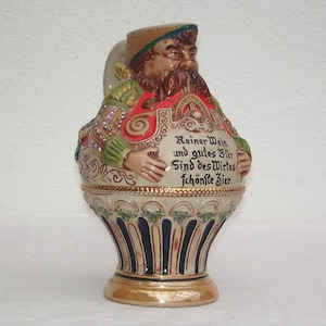 dekorativer Gerzit Barmannskrug - Figurenkrug Handbemalt um 1975
