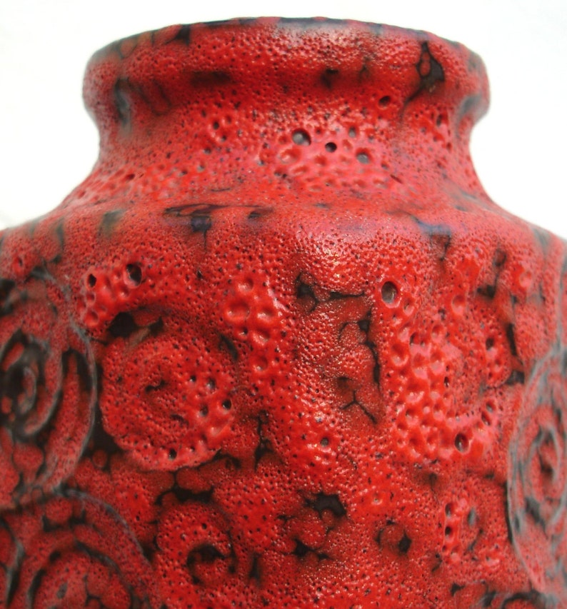 red 70s Fat Lava Vase W.Germany image 2