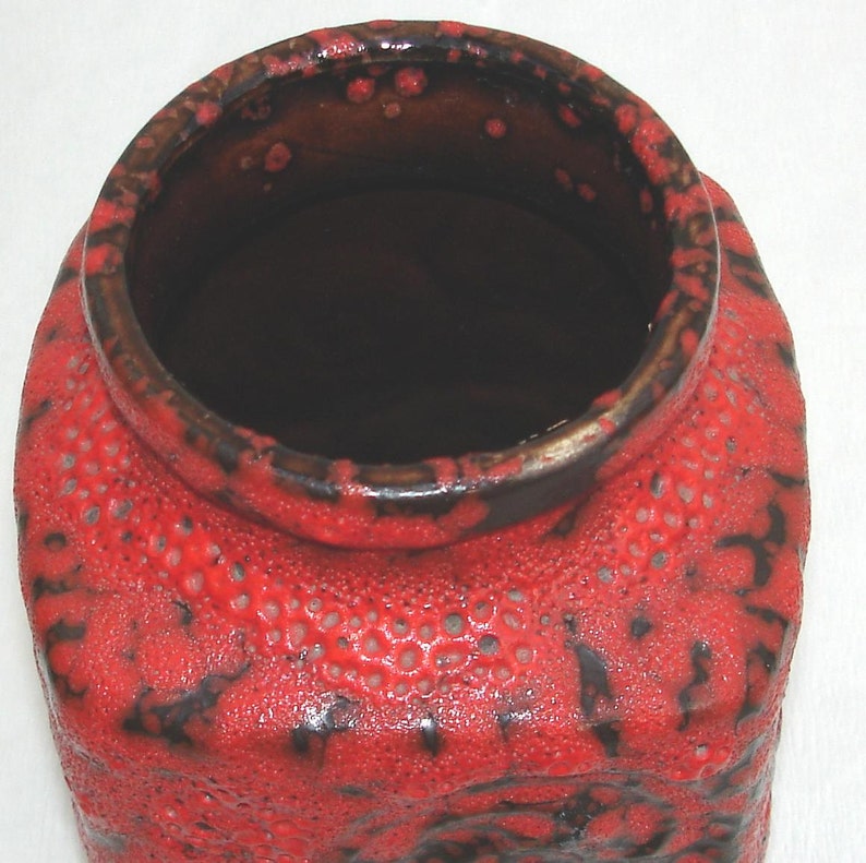 red 70s Fat Lava Vase W.Germany image 4