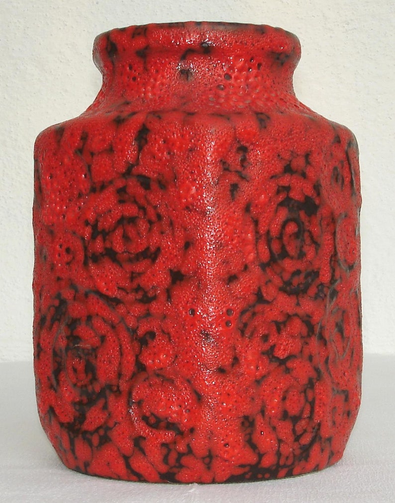 red 70s Fat Lava Vase W.Germany image 3