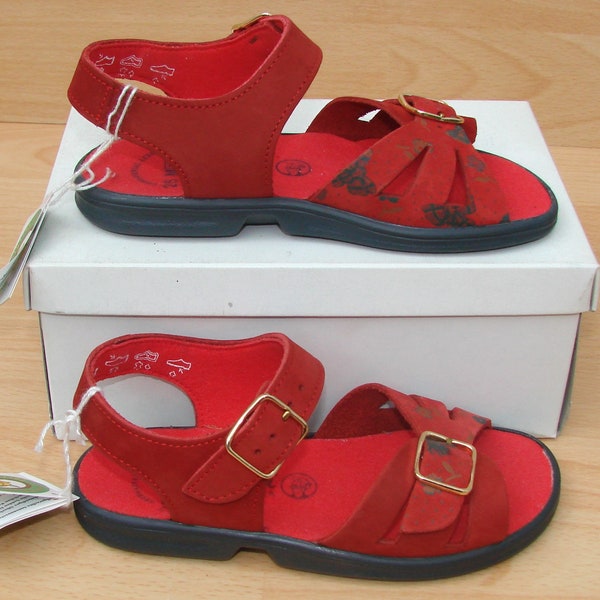 Fire red 70s. J. Salamander Lurchi children's sandals size 26 in OCT. - New - NOS