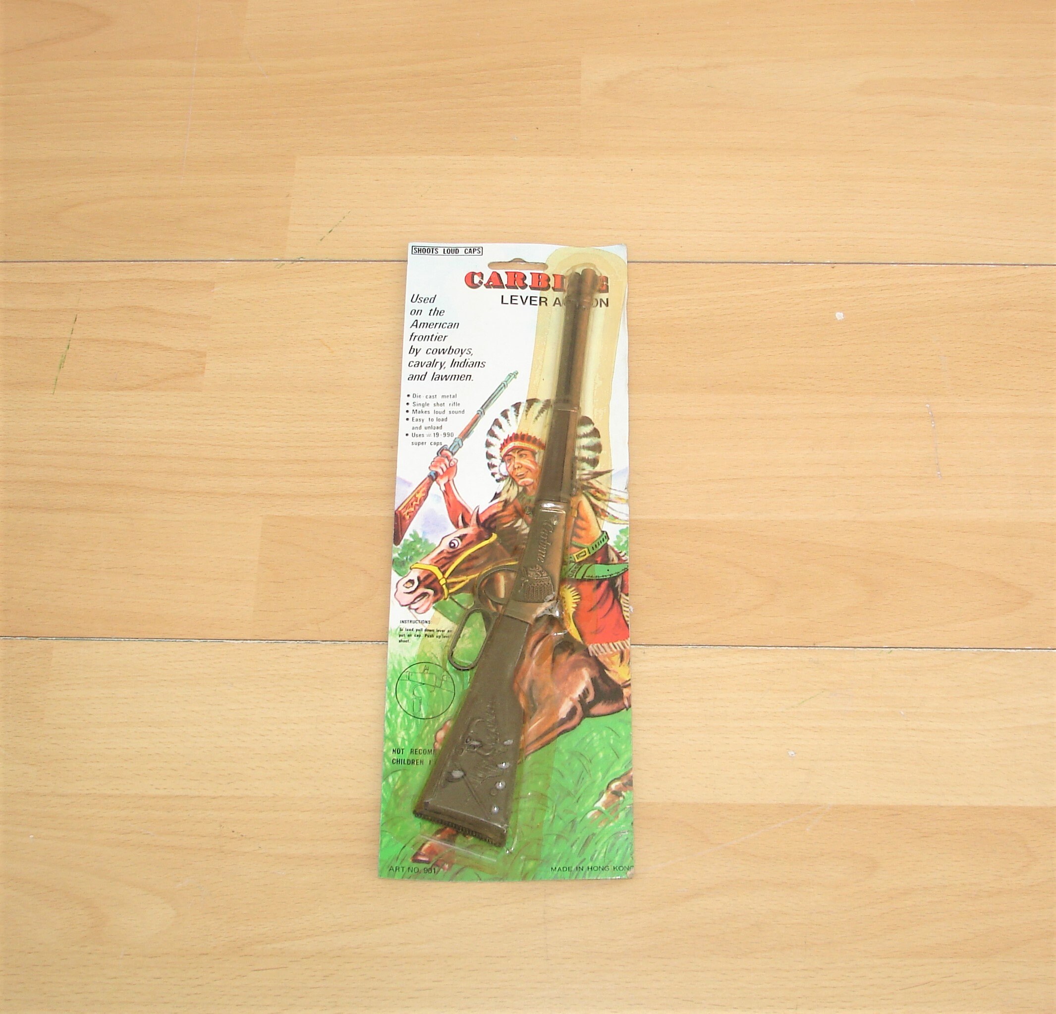 Small children Indian toy metal rifle OVP. Made in Hong Kong Etsy