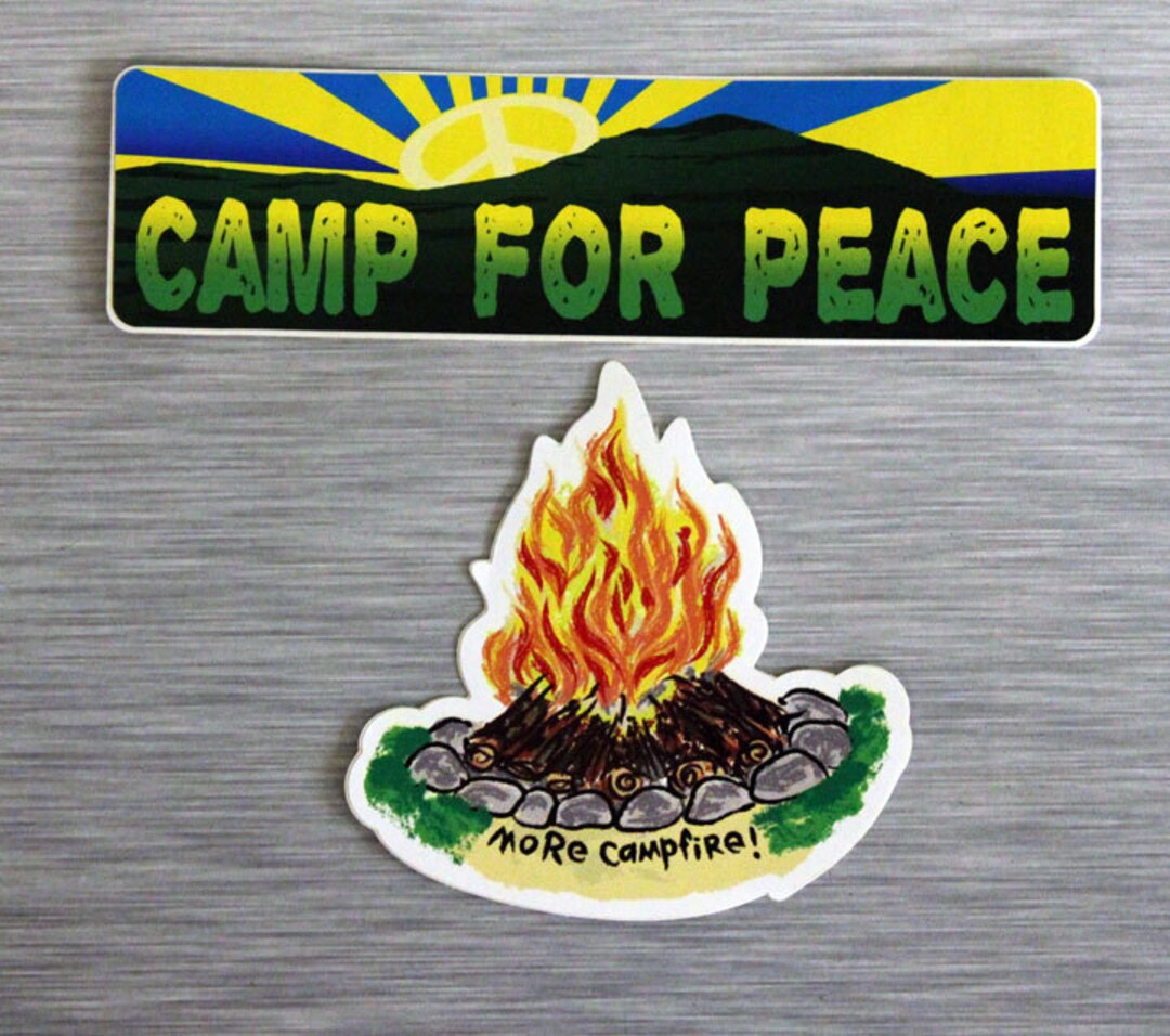 Camping Combo Pack of 2 Outdoor Bumper Stickers - Etsy