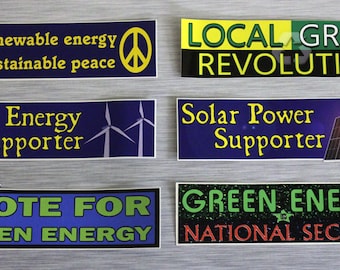 Green Energy Combo Pack de 6 pegatinas de parachoques pequeños
