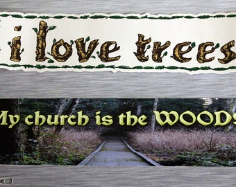 Me encanta árboles o mi iglesia es el bosque pegatinas