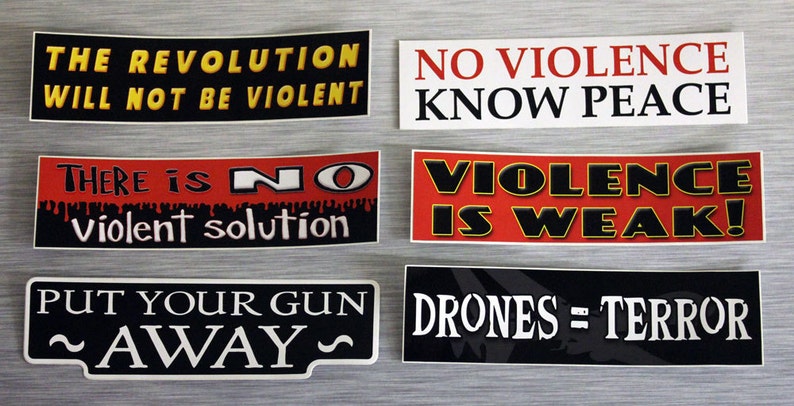 No Violence Combo Pack Of 6 Small Bumper Stickers 543,539,417,509,245,496 afbeelding 1