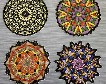 Autocollants Mandala | Pour le yoga, la médiation, la spiritualité |  Die Cut Combo Pack Set de 4