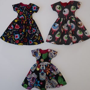Handmade Outfit for 11.5 Inch Fashion Doll, Halloween, Black Cats, Cute Bats, Skeletons and Pumpkin Print Dresses, Outfits, Clothes Gift image 2