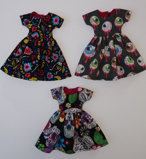 Handmade Outfit for 11.5 Inch Fashion Doll, Halloween, Black Cats, Cute Bats, Skeletons and Pumpkin Print Dresses, Outfits, Clothes Gift