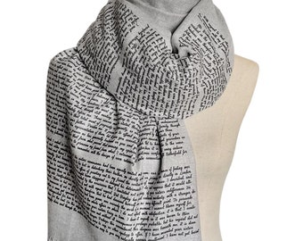 Pride and Prejudice Mr. Darcy Letter Scarf – Jane Austen Gift for Women, Literary Wrap Featuring Mr. Darcy’s Letter to Elizabeth Bennet