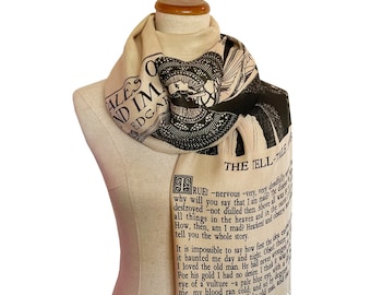 The Tell-Tale Heart by Edgar Allan Poe  Shawl Scarf Wrap, Horror story , Gothic Literature, Bookish Gift, Book Scarf, Literary Gift.