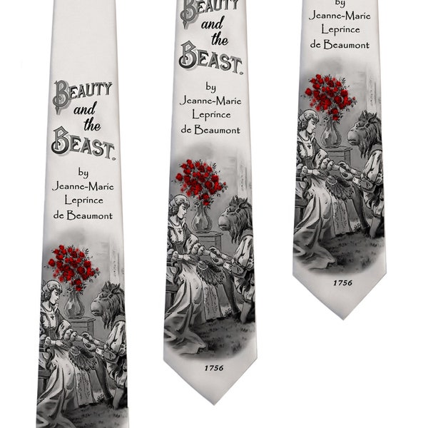 Beauty and the Beast by Jeanne-Marie Leprince de Beaumont Tie, Necktie, Book Necktie