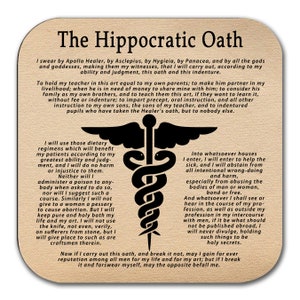 Hippocratic Oath Coaster English Version, Gift for Doctor, Gift for Physician, Doctor gift Idea, Graduation Gift for Dr, Physician Gift image 2