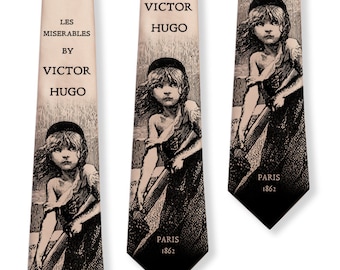 Les Misérables Necktie, Book Necktie, Les Misérables by Victor Hugo Tie, Necktie