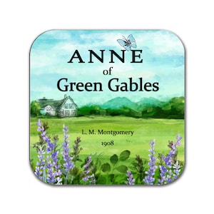 Anne of Green Gables von Lucy Maud Montgomery Coaster. Kaffeebecher Untersetzer mit Anne von grünen Buch-Design, Bücherwurm Geschenk, literarische Geschenk