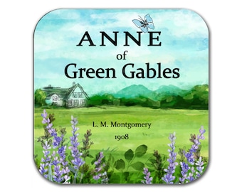 Anne of Green Gables de Lucy Maud Montgomery Coaster. Taza de café Coaster con Anne de diseño de libro verde, regalo bookish, regalo literario