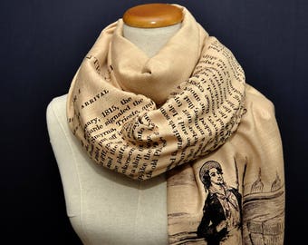 The Count of Monte Cristo by Alexandre Dumas Shawl/Scarf/ Wrap. Literary Gift, French Literature, Book Scarf, Monte Cristo.